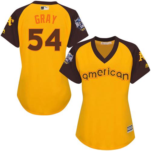 Athletics #54 Sonny Gray Gold 2016 All-Star American League Women's Stitched MLB Jersey